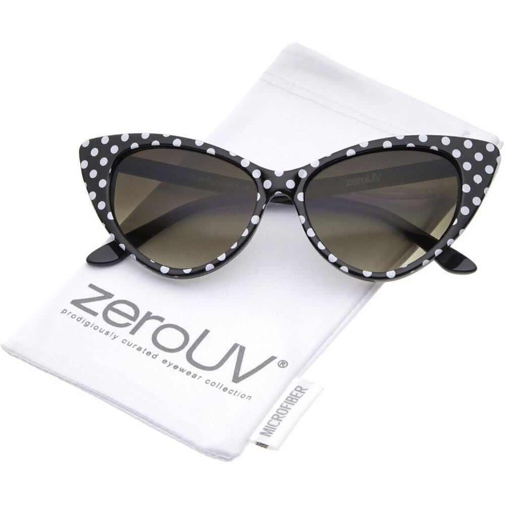 Women's Retro Oversized Cat Eye Sunglasses UV400 Protection Black-White